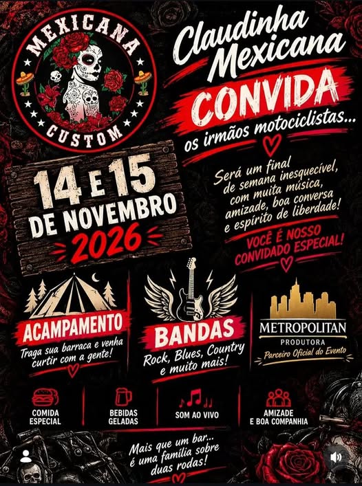 Cartaz do EVENTO NO MEXICANA CUSTOM
